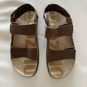 Ecco 2nd Cosmo Men's Brown Leather Sandals Triple Strap NEW